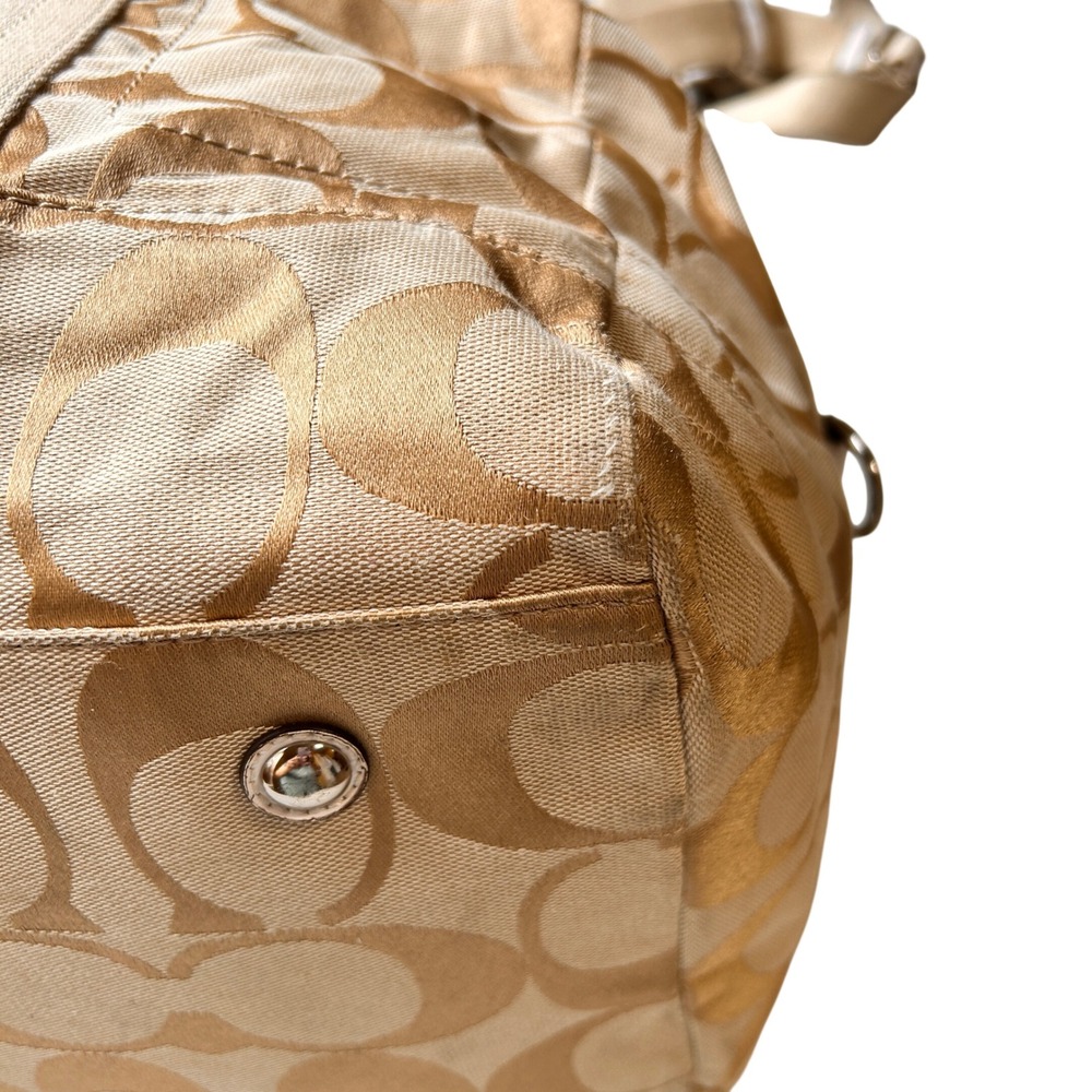 Coach Duffle Bag Large Gold Khaki Signature Jacquard Weekender Travel Bag - Picture 3 of 16